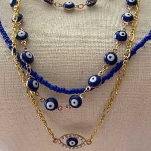 Layered necklace set evil eye NWOT